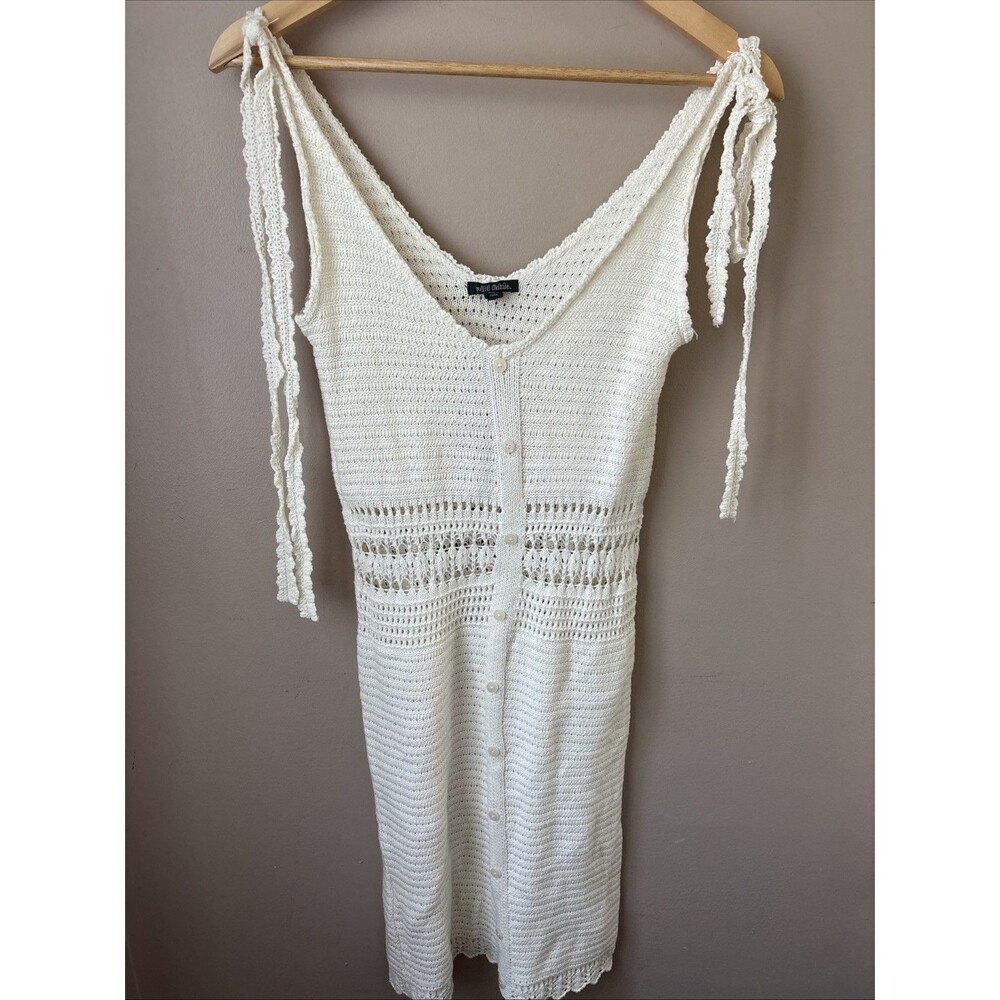 Wild Fable Crochet Midi Dress Womens M Cream Button Front NWT Boho